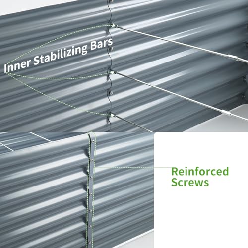 6×3×2ft Galvanized Raised Garden Bed