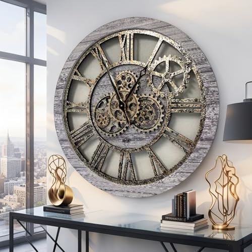 The Gears Clock The Original Real Moving Gear Wall Clock Vintage Industrial Oversized Rustic Farmhouse