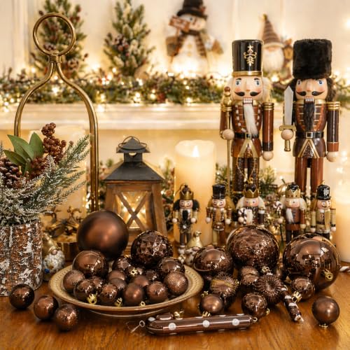 24ct Brown Christmas Ball Ornaments for Tree Decorations (24 Count)