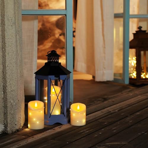 Flameless Candles with String Lights (3 count)