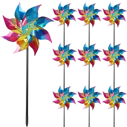 10 Pack Reflective Pinwheels Wind Spinner (10 Count)