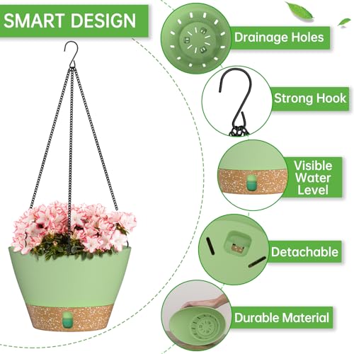 2 Pack 8 Inch Hanging Baskets for Plants Outdoor Indoor (72 Count)