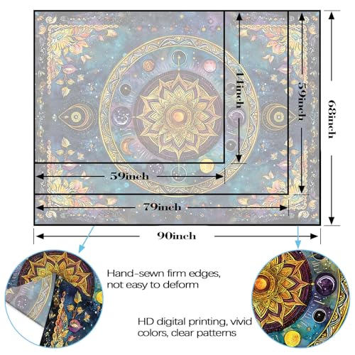 Mandala Solar System Tapestry Boho Tapestry for Bedroom Galaxy Tapestries Wall Hanging Living Room Wall Art and Home Decor 60x80