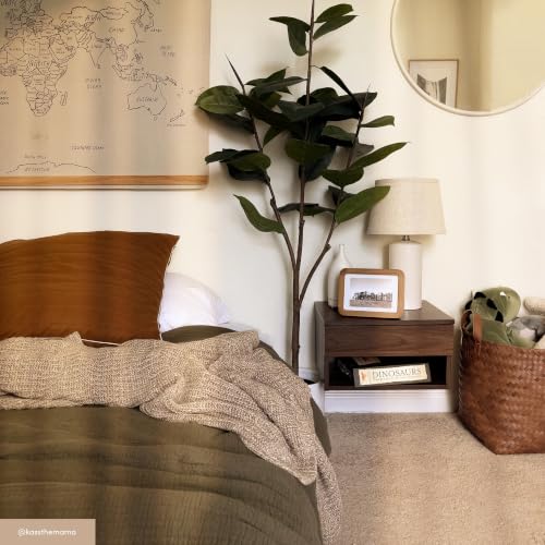 Jackson Wall Mounted Floating Bedroom Nightstand with Storage Drawer and Modern Open Shelf Cubby Set of 2