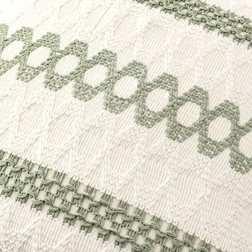 Set of 2 Sage Green Boho Decorative Pillow Covers 18x18 Inch (2 Count)