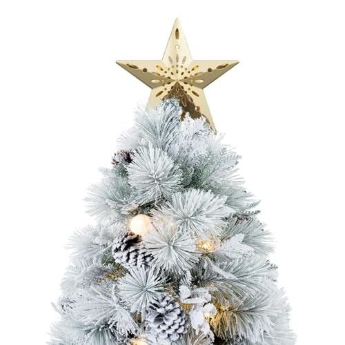 Darla 4.5ft Snow Flocked Rotating Christmas Tree with Star Projector