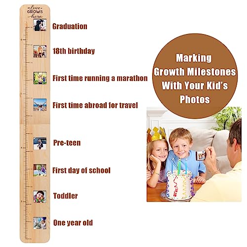 Solid Wood Growth Chart for Kids with Picture Frames