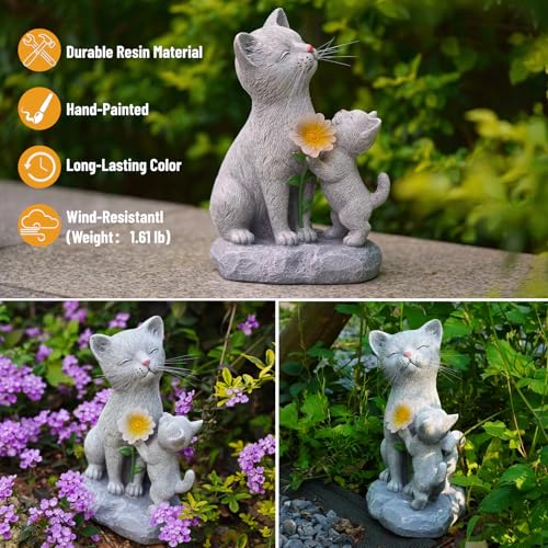 Solar Cat Garden Statue Outdoor Decor