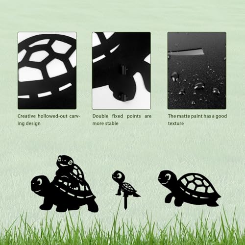 3 Pack Turtle Metal Garden Decorative Stakes (3 Count)