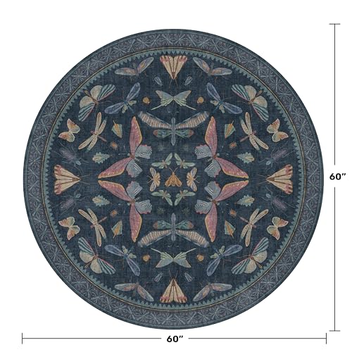5ft Round Dark Blue Rug for Entryway Indoor (19.63 Sq Ft)