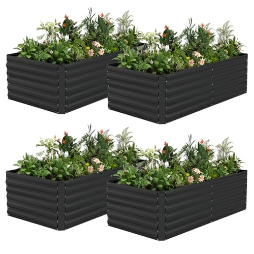 6x3x2ft Outdoor Metal Raised Garden Bed (4 Count)