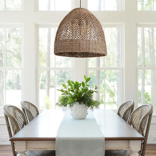19" Rattan Pendant Light