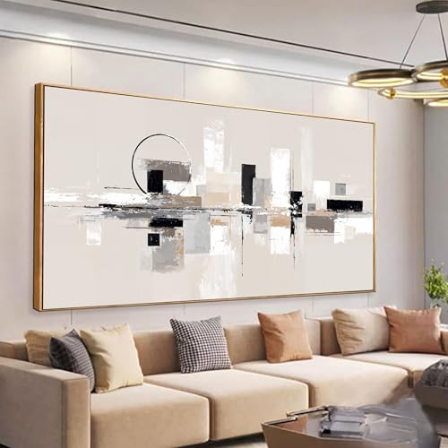 Large Abstract Wall Art For Living Room Painting Black White Wall Art Prints Minimalist Grey Brown Abstract Art Modern Canvas Art Wall Decor Picture For Bedroom Office Home Decoration 29" × 58" With Framed