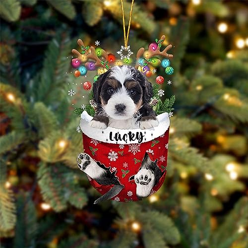 Bernedoodle Dog Christmas Ornament