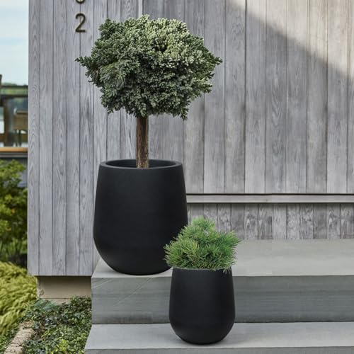 11.8" H Plastic Matte textured Black Planters with Drainage Holes and Plug