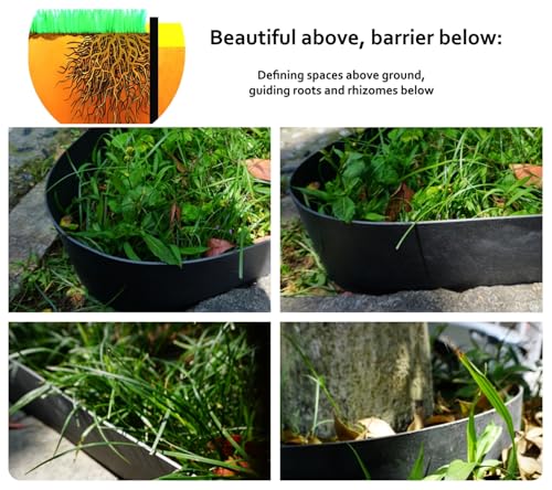Anleolife 20ft Flexible Plastic Landscape Edging Coil with 6 Stakes