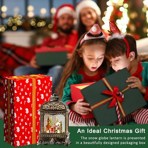 Christmas Village Snow Globe Water Lantern with Church Carolers Scene Battery Operated or USB Powered Musical Lighted Holiday Decoration for Tabletop Display for Family and Friends