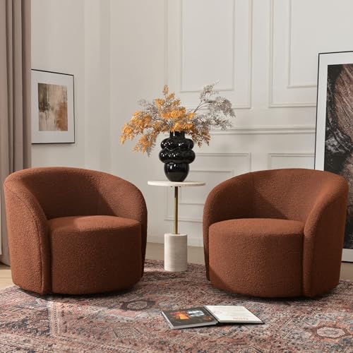 34" W No Assembly Boucle Swivel Barrel Chairs Set of 2 (2 Count)