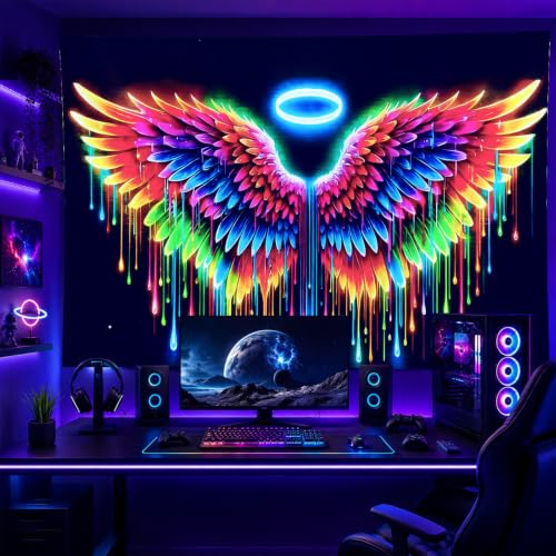Blacklight Tapestry Angel Wings Party Wall Decor 78 x 59 Inch
