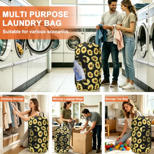 Laundry Bag Backpack Durable Laundry Bag with Shoulder Straps and Mesh Pockets Portable Laundry Hamper Dirty Clothes Bag for College