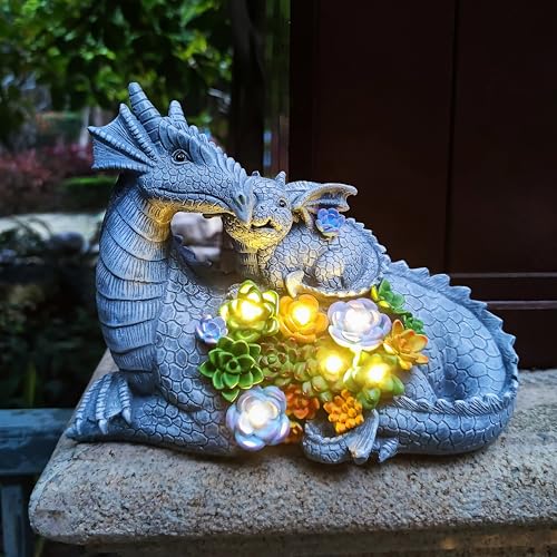 Solar Dragon Statue with LED Lights