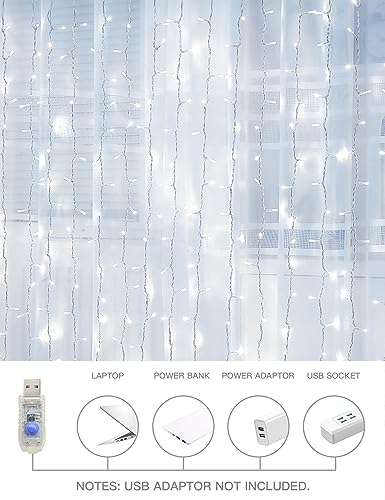 White Curtain Lights for Bedroom Wall