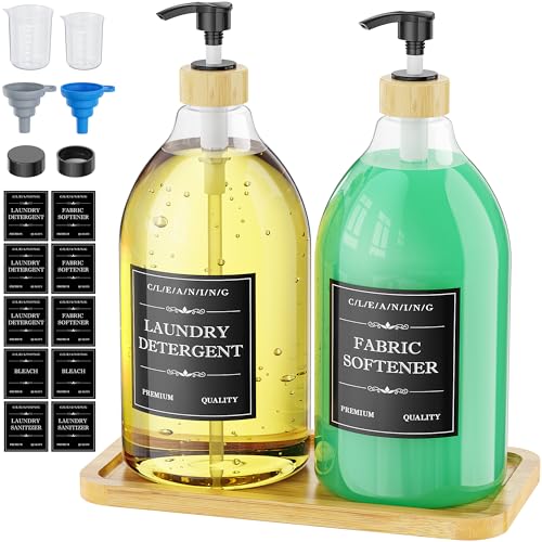 Liquid Laundry Detergent Dispenser with Bamboo Tray (64 Fl Oz)