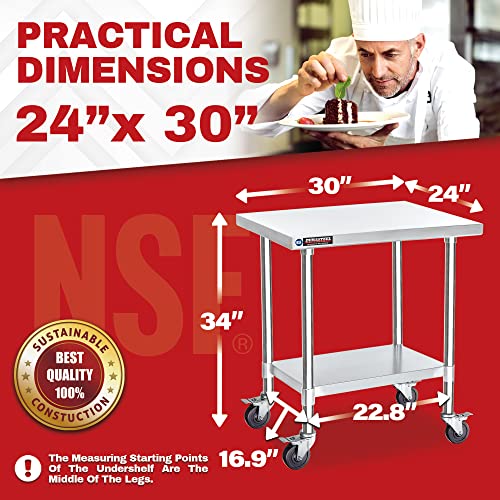 24x30 NSF Stainless Steel Cart Work Table (672 Ounce)