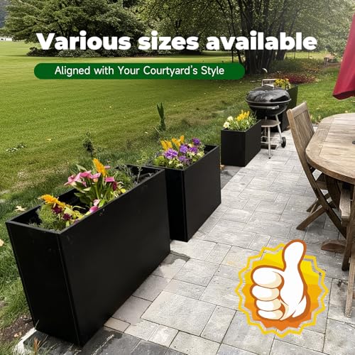 Metal Rectangular Planter 32" L x 15" W x 24" H Outdoor Tall Metal Planter