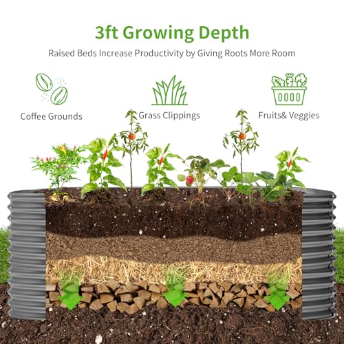 8x4x3ft Oval Galvanized Raised Garden Beds