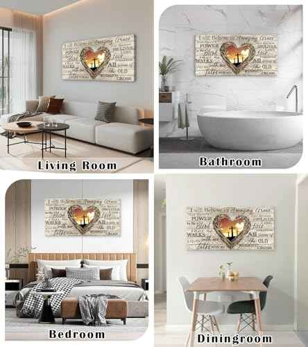 Amazing Grace Christian Wall Art Canvas Cross Decor