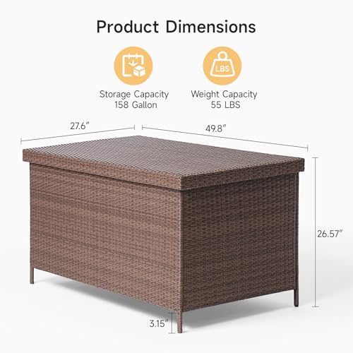 158 Gallon XL Wicker Deck Box