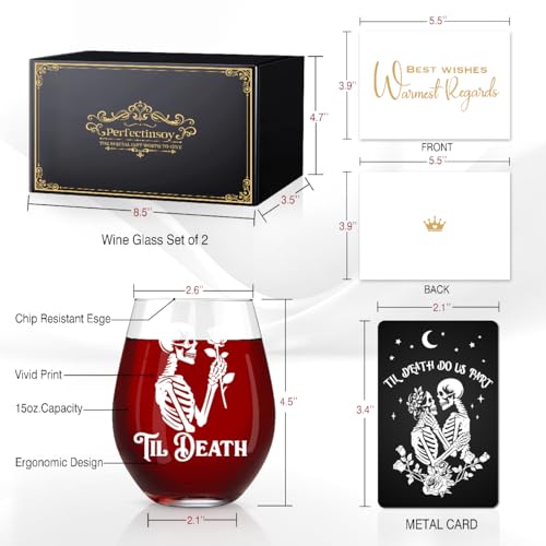 Skull Wine Glass 2 Piece with Gift Box