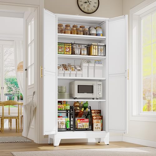 71" Tall Metal Storage Cabinet with 2 Doors and 4 Adjustable Shelves