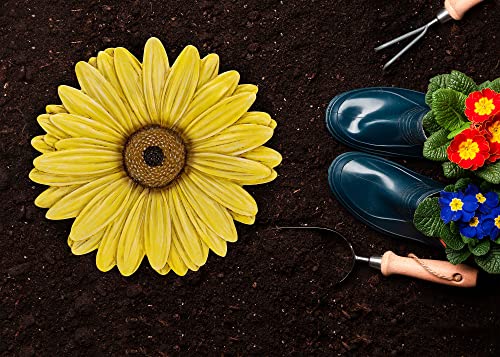 NAT & Jules Gerbera Daisy Flower Shaped Dimensional Indoor Outdoor 12 inch Cast Resin Decorative Garden Stepping Stone