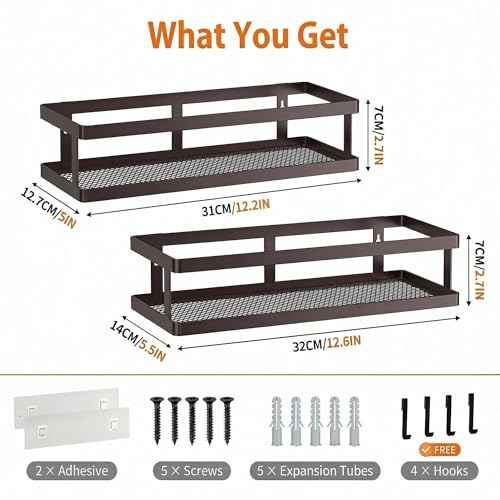 2 Pack Minimalist Shower Caddy Wall Mount (2 Count)