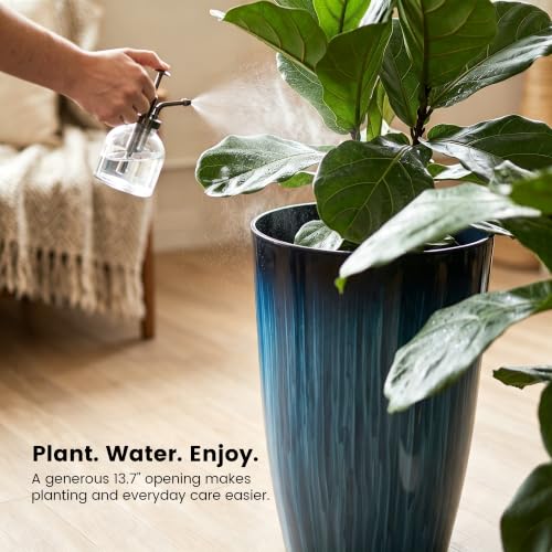 Garden 23.5" Tall Plastic Planters Set of 2 with Drainage Holes (2 Count)