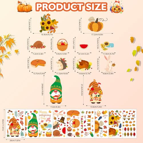 Thanksgiving Fall Window Clings for Glass Windows (9 Count)