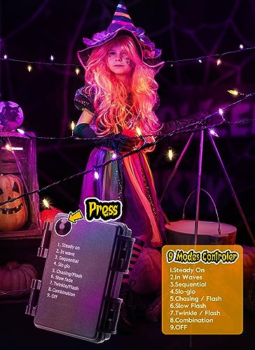 Halloween Orange Purple Outdoor Lights 17.8 Feet 50 LED Christmas Lights (2 Count)