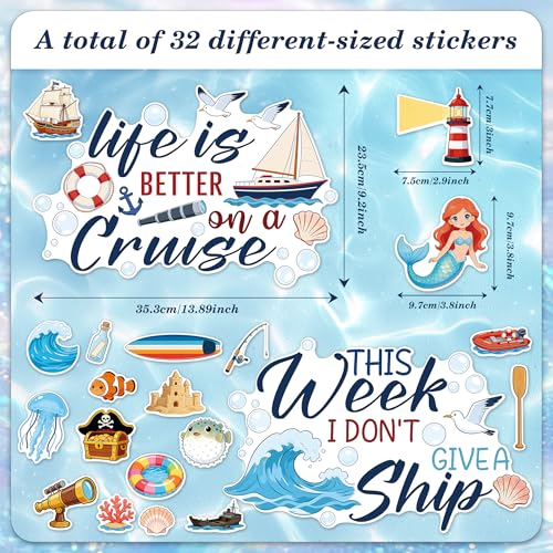 32Pcs Glow in The Dark Cruise Ship Door Wall Stickers