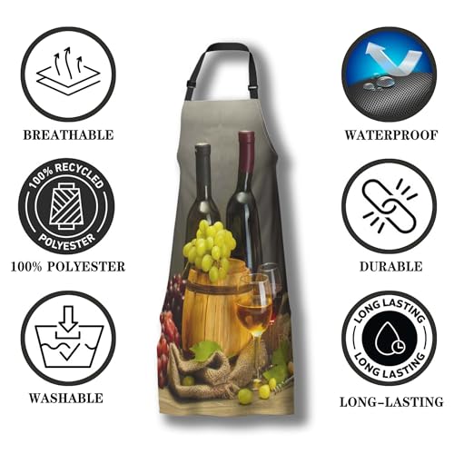 Garden Apron for Men Bottles and Glasses Pinafore Aprons for Women for Kitchen Cooking Restaurant BBQ Painting Crafting Gardening 27”
