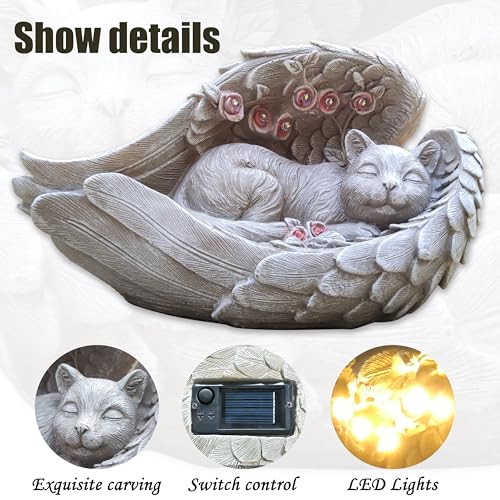 Solar Cat Garden Statues Outdoor Décor