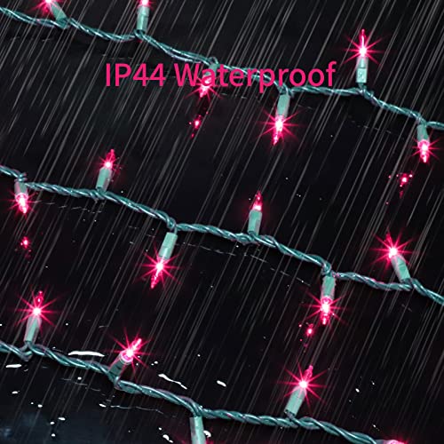 Green Wire Pink 300 Incandescent Bulb Mini String Lights for Indoor Christmas Tree Garland Birthday Wedding Party Festival Decoration (300 Count)