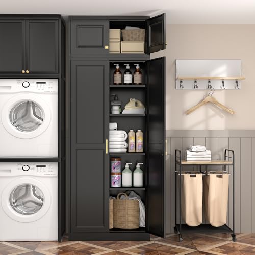 86"Metal Pantry Storage Cabinet with Doors & 4 Adjustable Shelves