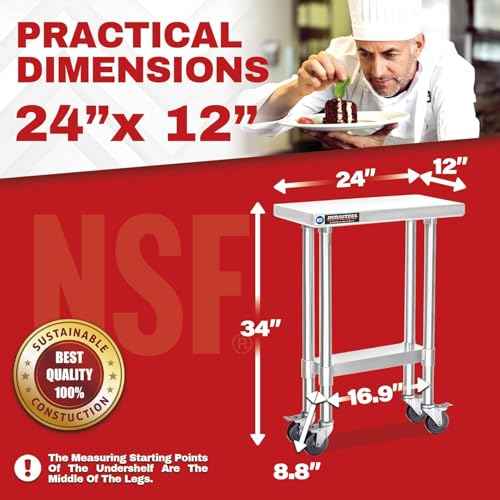 24x12 NSF Stainless Steel Cart Work Table