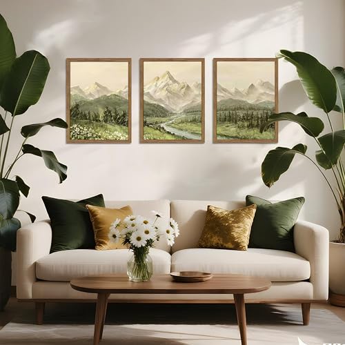 Framed Mountain Wall Art for Living Room (3 Count)