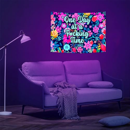 Blacklight Floral Quote Tapestry