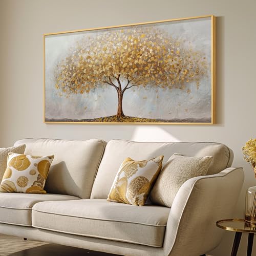 Large Framed Gold Tree of Life Wall Art for Living room