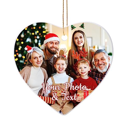 Personalized Christmas Ornaments 2025 Ceramic Custom Picture Text Hanging Ornament Customized Christmas Tree Decorations Keepsake Gift for Family Couples Xmas Tree Home Decor