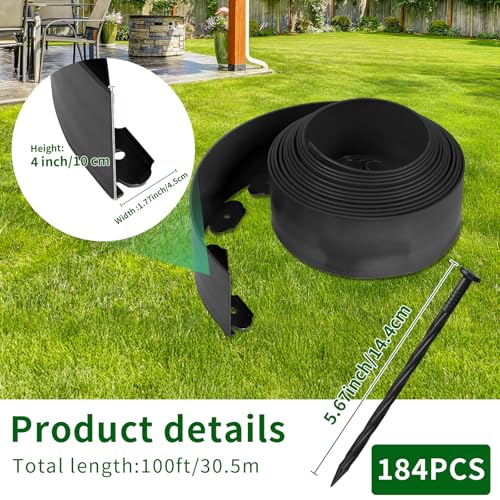 Landscape Edging 4in Garden Edging Borders No Dig 100ft (100 Foot)